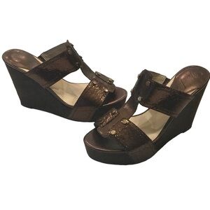 Marc Fisher Sparkly Brown Platform Wedge Women’s Sandals